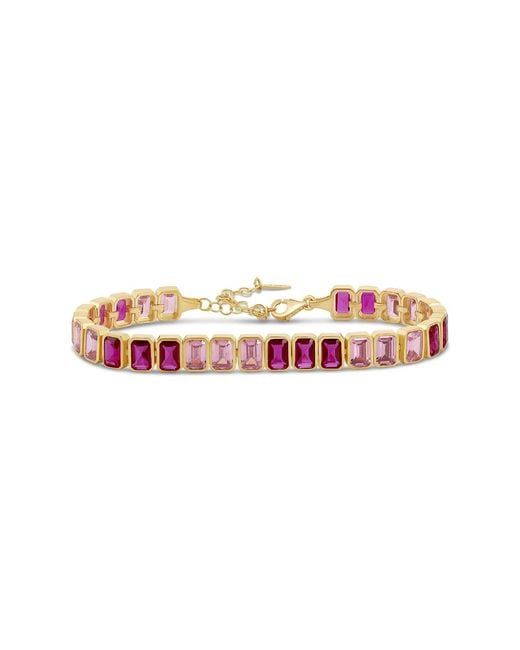 SHYMI Pink Bezel-Set Colored Emerald Tennis Bracelet