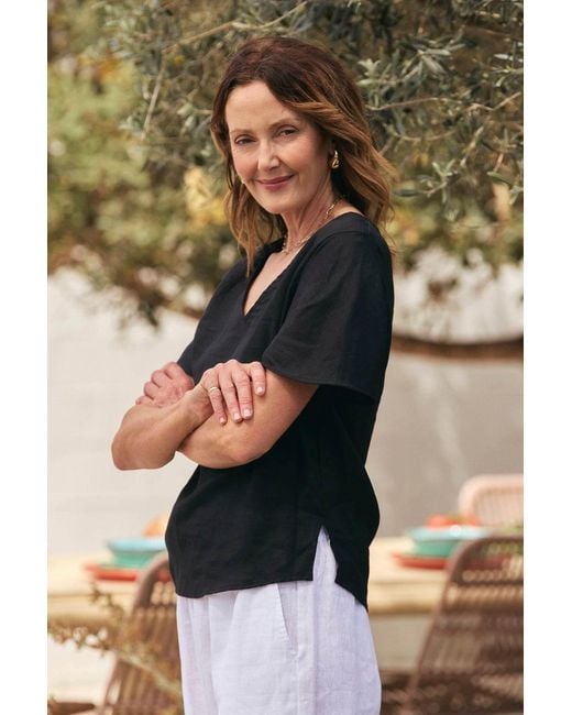 Adrift Clothing Black Tamara Flutter Sleeve Linen Top