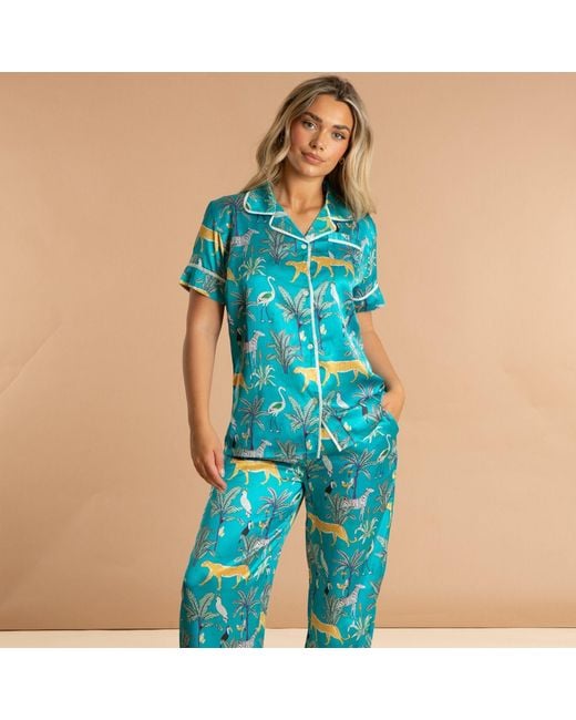 Inara Blue Lomami Leopard Pyjama Set