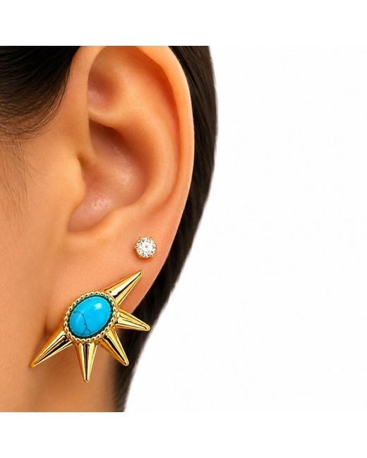 Jagged Halo Jewelry Blue Supernova Stud Earrings Filled