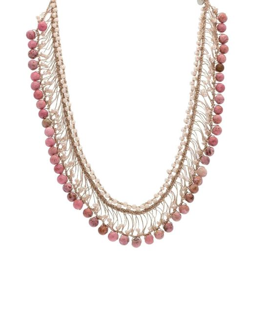 Saachi Pink Madame Glass Beaded Collar Chain Necklace