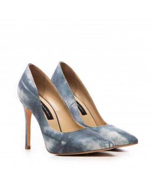 The 5Th Element Blue Washed Denim Stiletto Pumps