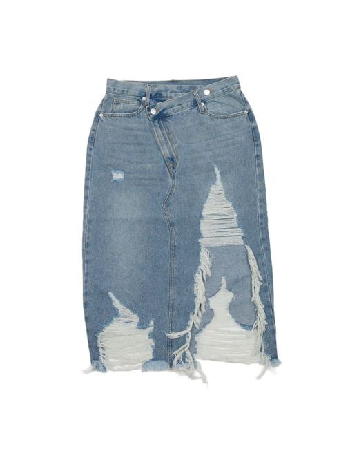 Circular Path Blue Cross Over Midi Skirt