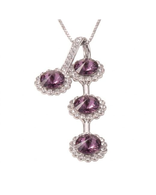 Modenaire Metallic Amethyst Sunflower Crystal Pendant Necklace