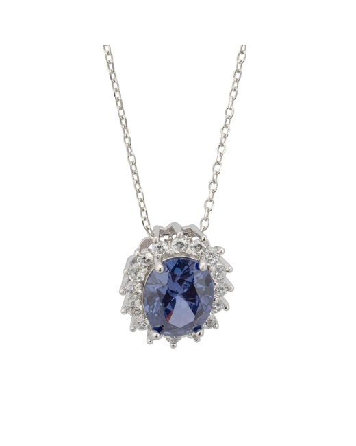 Latelita London Blue Tatiana Oval Tanzanite Pendant Necklace Silver