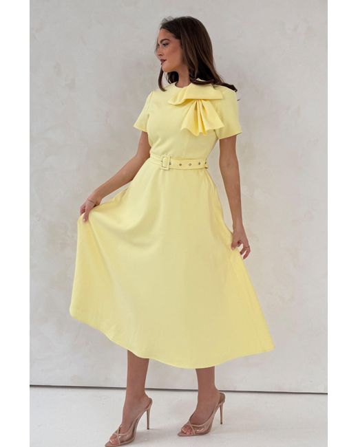 Girl In Mind Yellow Sorelle Belted Midi Dress