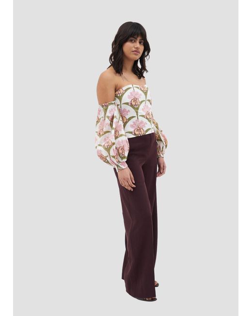 Manuela Cabrales White Vexillaria Block Print Top