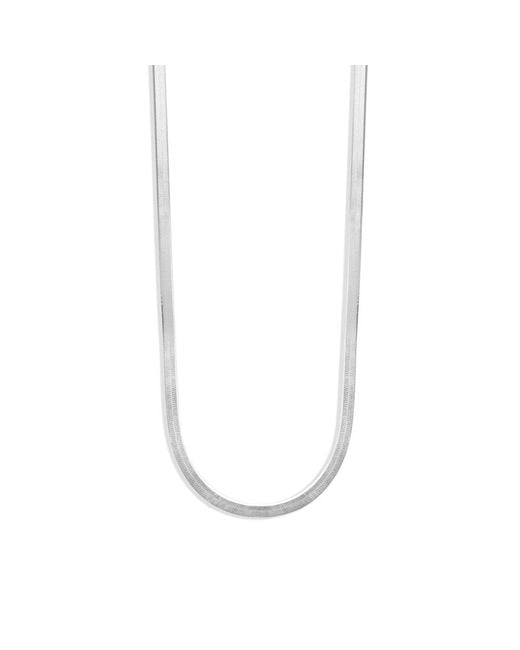 Argento Vivo Metallic Thin Herringbone Chain Necklace