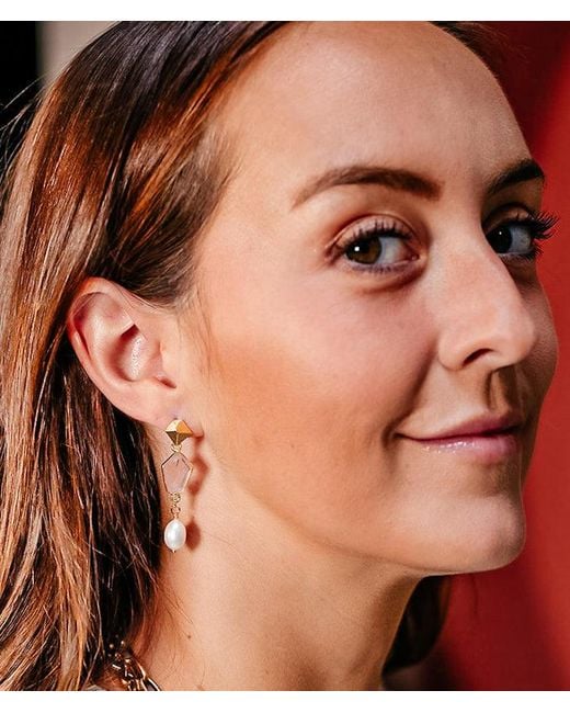 Loni Paul Jewelry Metallic Rose Quartz & Pearl Earrings