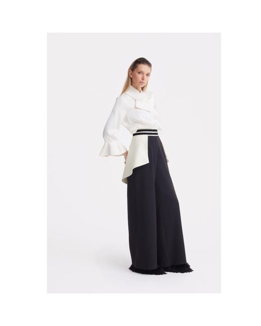 Julia Allert Black Neutrals Statement Waist Wide-Leg Trousers –