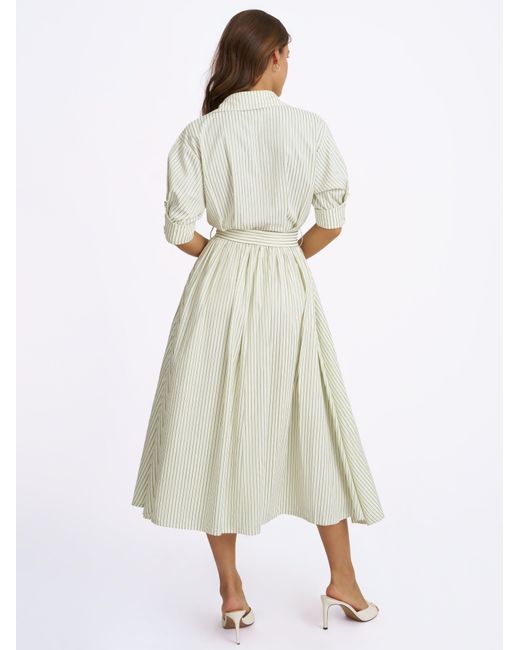 Miss Circle New York Gray Danica Pine Bamboo Poplin Striped Shirt Midi Dress
