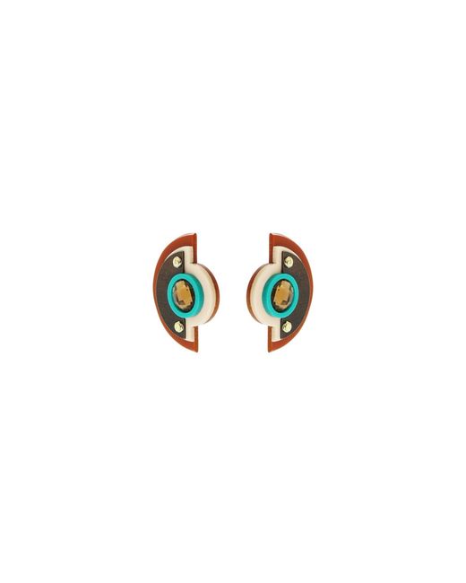 Gissa Bicalho White Acrylic Handmade Earring L Empire Cinnamon