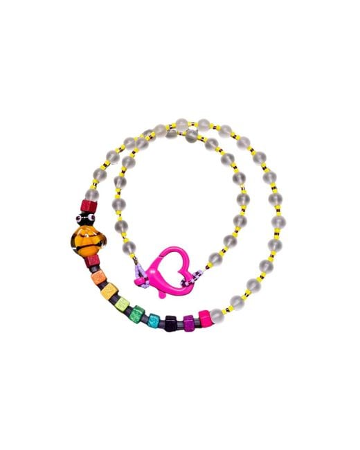 Desert Lobby Metallic Honey – Beaded Necklace With Murano Bee & Wooden Beads