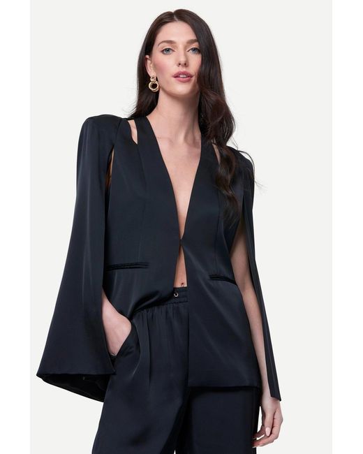 Zafur Blue Medinah Cape Blazer