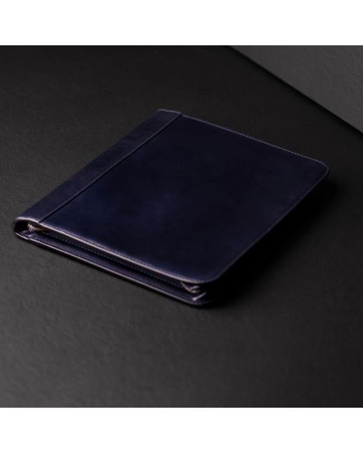 Time Resistance Blue Leather Documents Folder Organizer