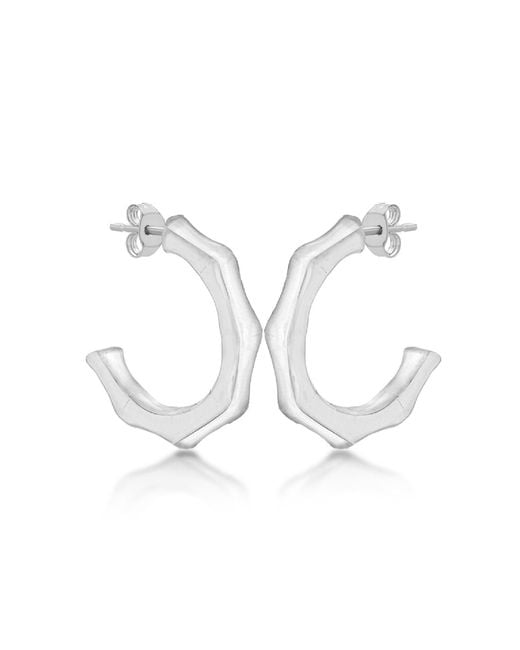 Posh Totty Designs Metallic Sterling Silver Bamboo Hoop Earrings