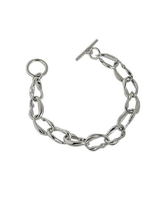 Janus Edinburgh Metallic Sterling Steall Irregular Oval Link Chain Bracelet