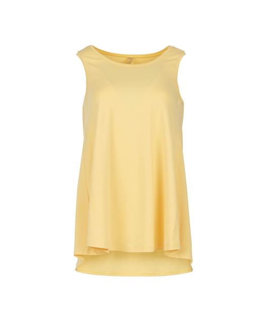 Conquista Yellow Sleeveless Top With Rounded Hemline