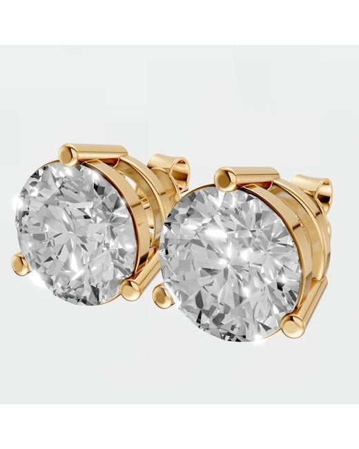 Aya Fine Jewelry Metallic Handcrafted Round Lab Diamond Martini Stud Earrings