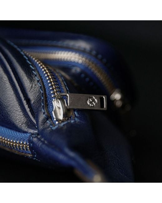 Time Resistance Blue Leather Sling Bag Belly Bag for men