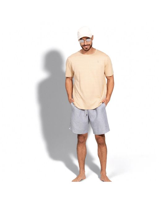 Maison Tangerine Natural Linen T-Shirt Honey Stripes For for men