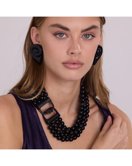 Michael Nash Jewelry Black Irena Four Strand Resin Bead Nesting Necklace With Matte Clasp