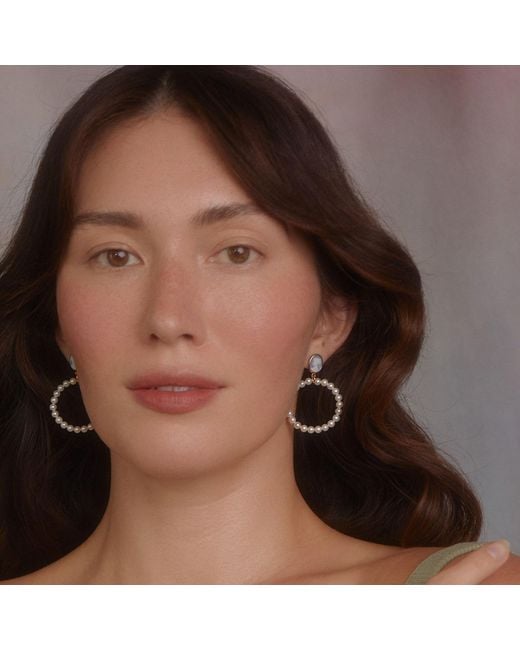 Vintouch Italy Metallic A Perfect Circle Sky Cameo And Pearl Earrings