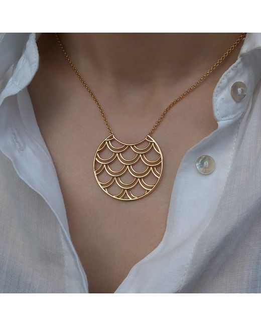 Janus Edinburgh Metallic Sterling Vermeil Tidal Scale Large Circle Necklace