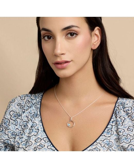 Isla Silver Metallic Handmade Opal Organic Circle Necklace