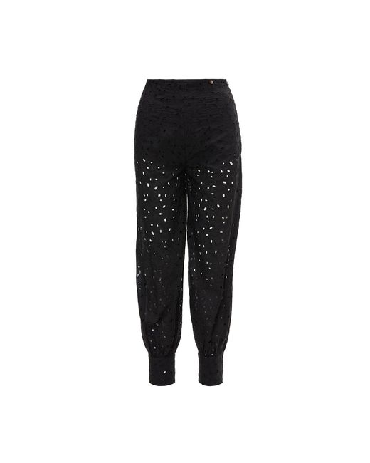 Nissa Black Embroidered Cotton Pants