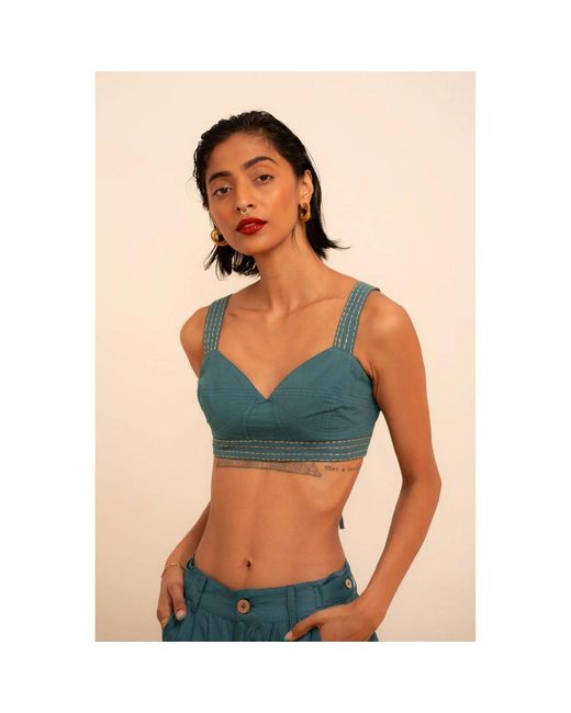 Tega Collective Green Samudram Coral Bralette