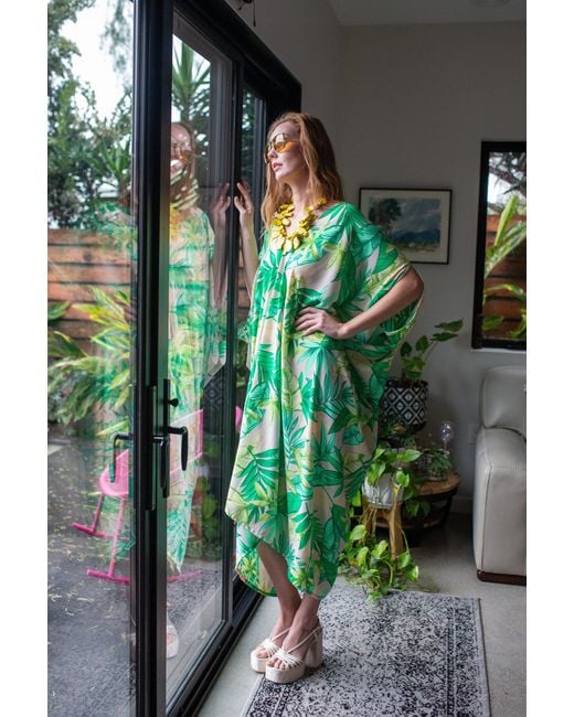 Jennafer Grace Green Canopy Nude Caftan