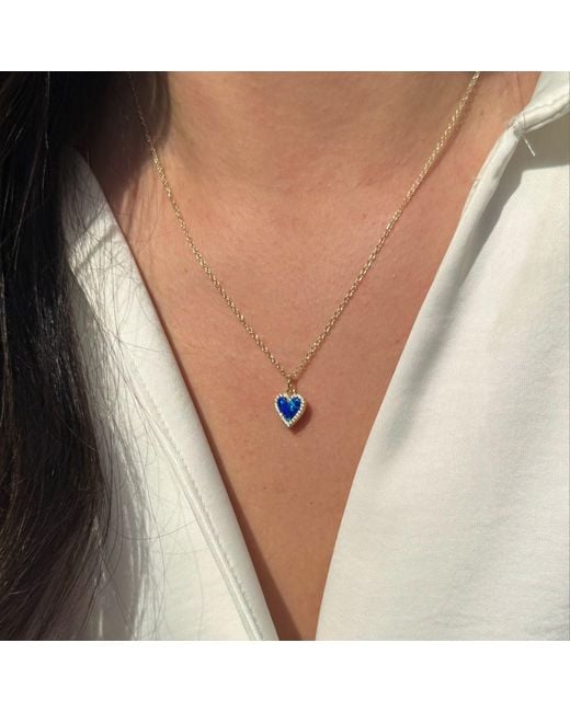KAMARIA Blue Mini Opal Heart Necklace With Crystals