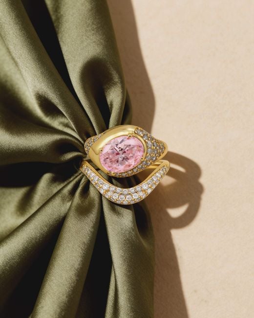 Arte Madrid Pink Sierra Pavé Contour Statement Ring