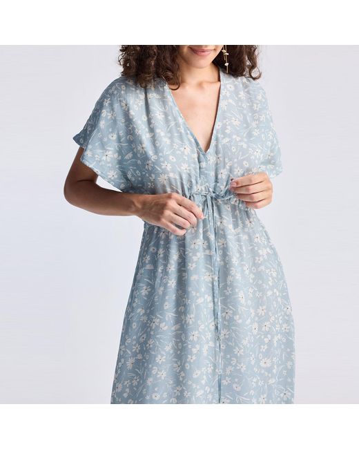 REISTOR Blue Gathered Maxi Dress