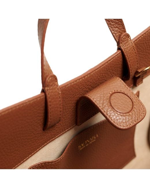 Saonara Brand Brown Mini Shopping Bag Chestnut Leather