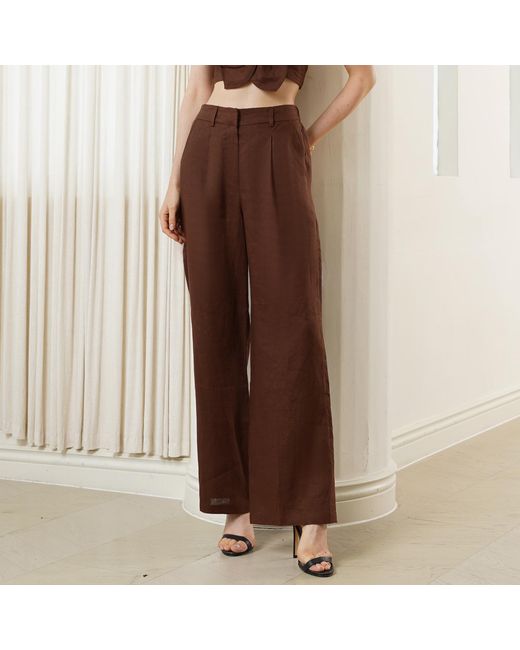 Yumi Kim Brown Bobbi Chocolate Linen Pant