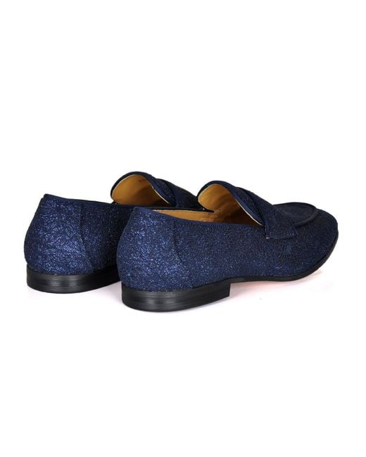 DAVID WEJ Blue Alberto Floral Glitter Loafers for men