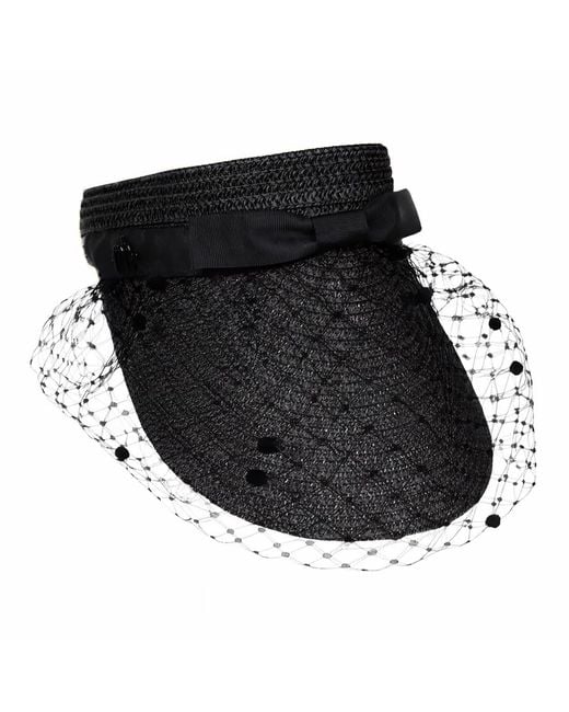Misa Harada Millinery Black Kiki Sun-Visor With Dotted Veil