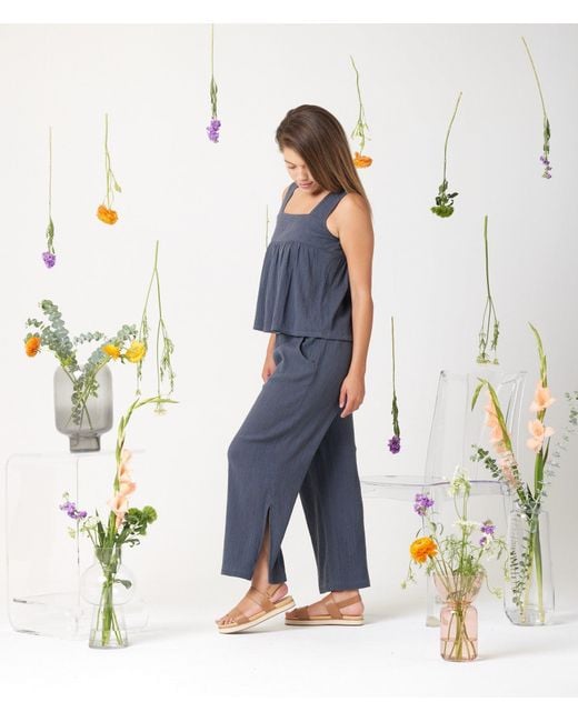 Known Supply Blue Organic Gauze Tank
