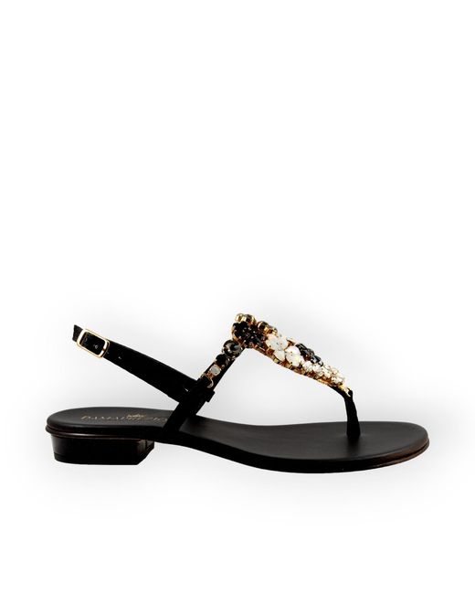DAMAPREZIOSA Black Gilda Crystal Jewel Sandal