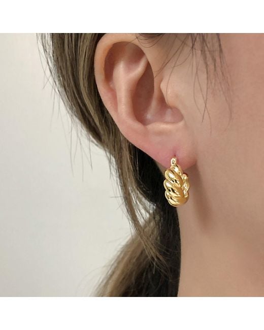 Cote Cache Metallic Croissant Creole Hoop Earrings