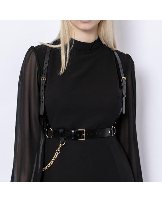 Haute Cuir Black Chained Leather Body Harness