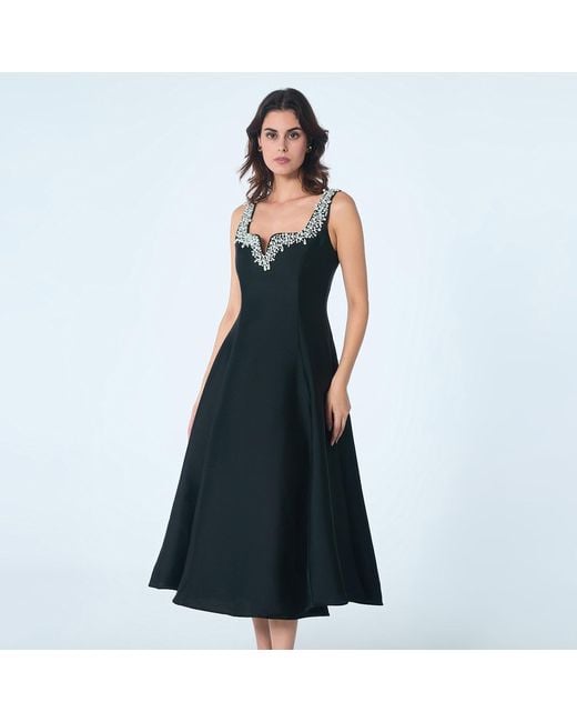 Smart and Joy Black Beaded Sweetheart Cocktail Dress