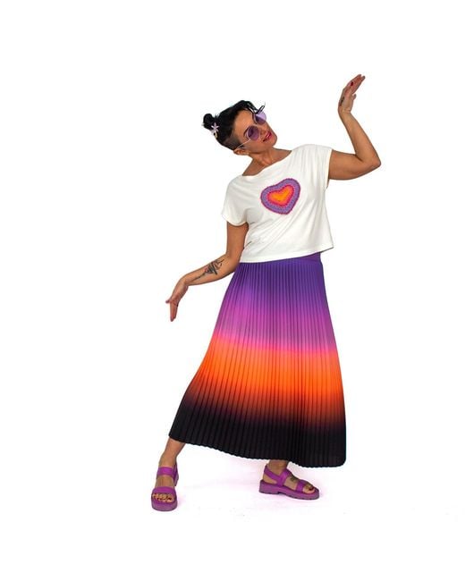 Lalipop Design Purple Maxi Pleated Ombre Skirt