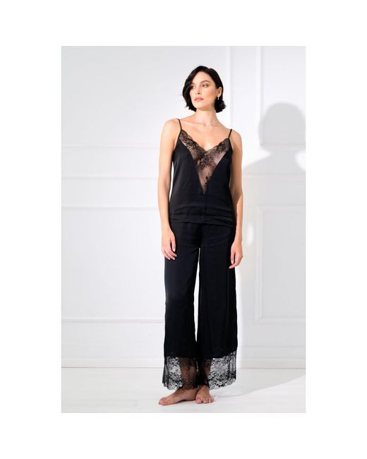 Oh!Zuza Black Satin Pajama Set
