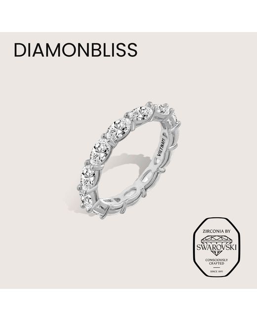 Diamonbliss Metallic Embellished With Swarovski Plated Oval Cut Eternity Ring, Three And Half Carats