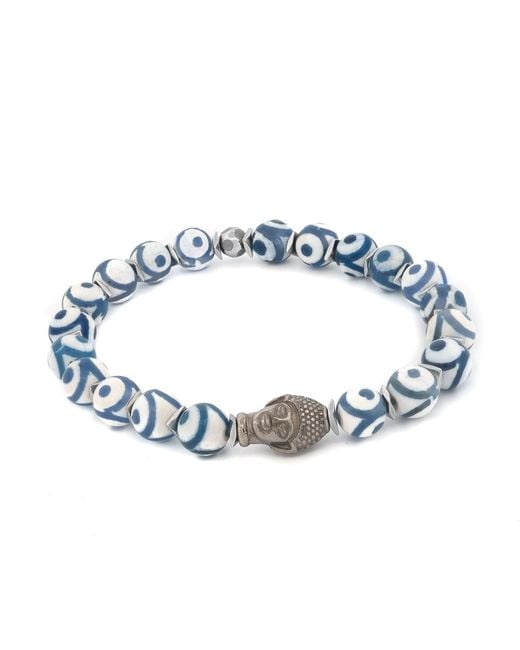 Ebru Jewelry Blue Buddha Spirit Nepal Bead Bracelet for men