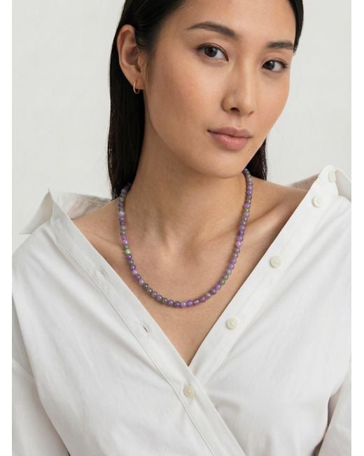 seree Metallic Field Beaded Jade Necklace