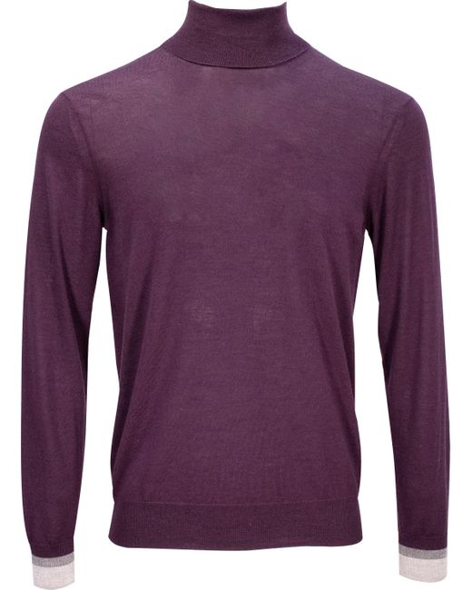 Lords of Harlech Purple Ronald Merino Turtleneck Sweater for men